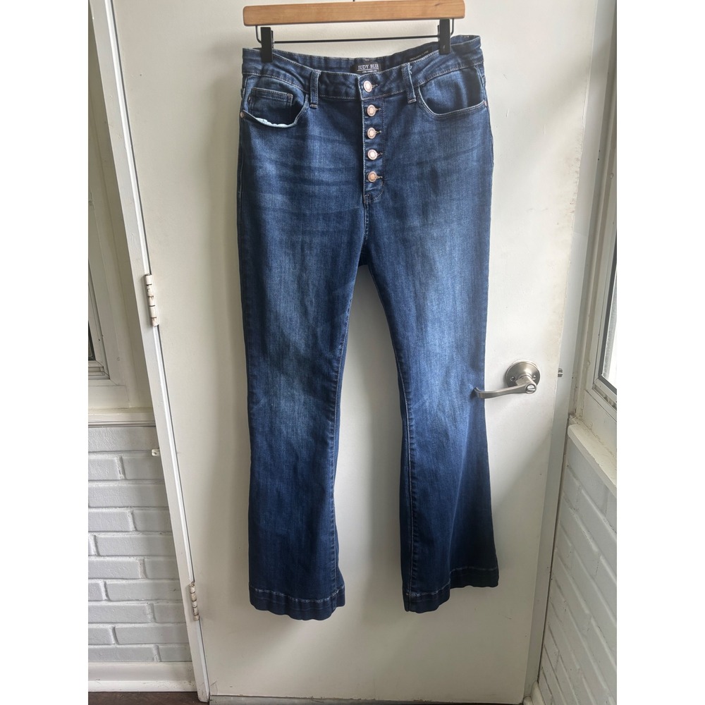 Judy Blue Trouser Flare Jeans‎ size 15/32 high rise boho layered minimalist - Picture 2 of 10